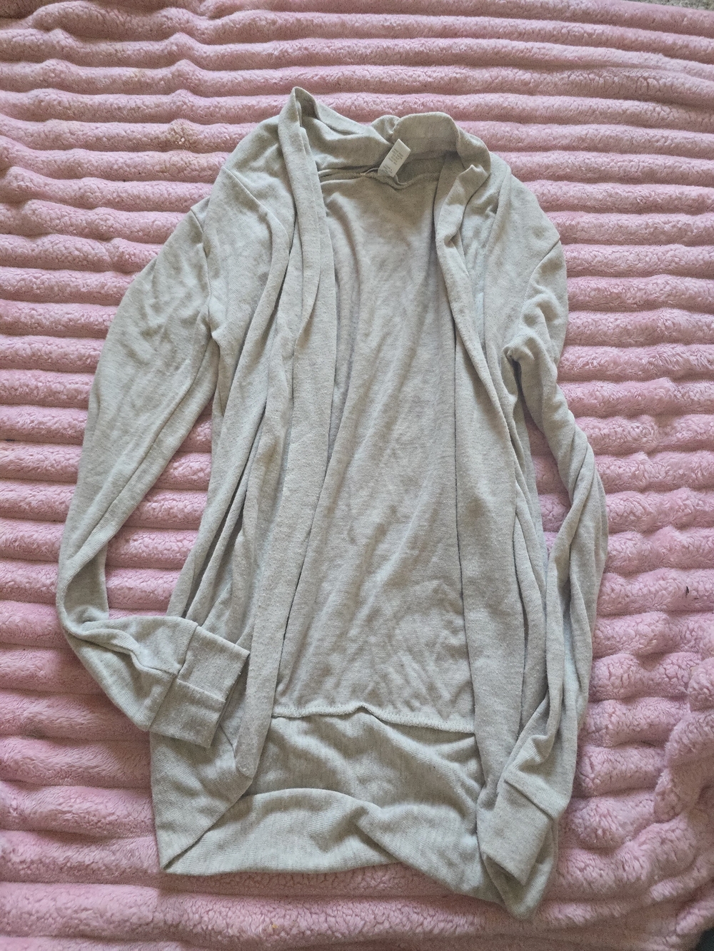 Ambiance Light Gray Open-Front Drape Cardigan